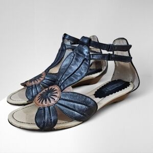 Pikolinos Sandal Papiro Gladiator Womens Shoes Black Pearlescent Leather EU 40